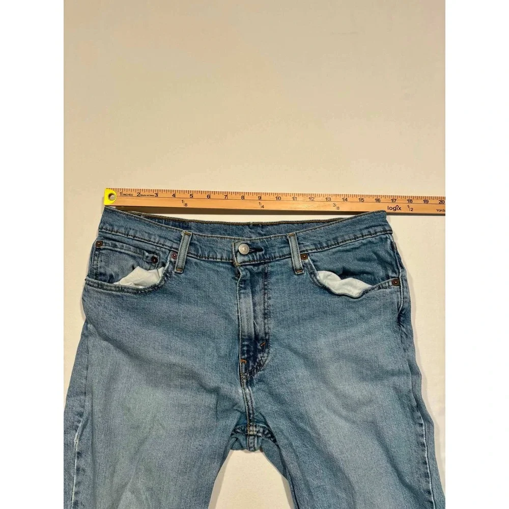 Levis 514 Straight Leg Mens Light‎ Wash Distressed Blue Denim Jeans 36x30